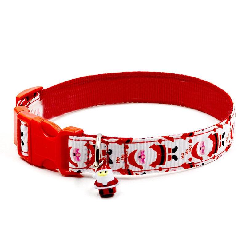 Christmas Dog Traction Two Sets Nylon Adjustable Dog Collar With Santa Pendant Creative Dog Leash (1W1)(2W1)