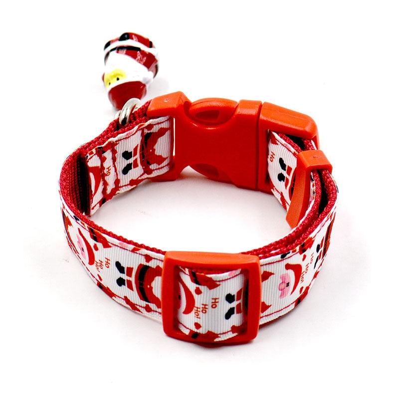Christmas Dog Traction Two Sets Nylon Adjustable Dog Collar With Santa Pendant Creative Dog Leash (1W1)(2W1)