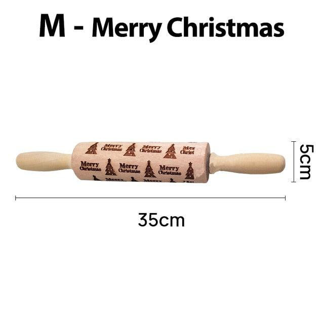 Christmas Deer Cartoon Baking Rolling pin Cake Biscuit Fondant Dough Engraved Roller - Fortune Cookies - Cookie Day(D61)(AK4)(AK2)