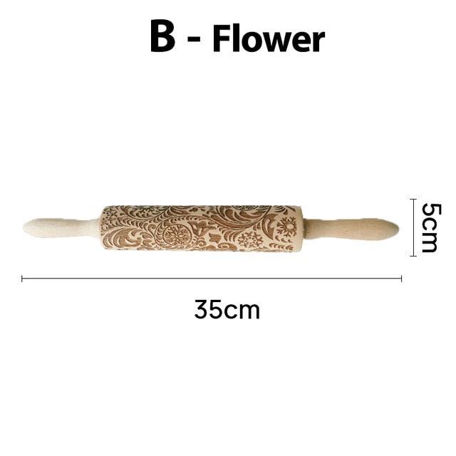 Christmas Deer Cartoon Baking Rolling pin Cake Biscuit Fondant Dough Engraved Roller - Fortune Cookies - Cookie Day(D61)(AK4)(AK2)