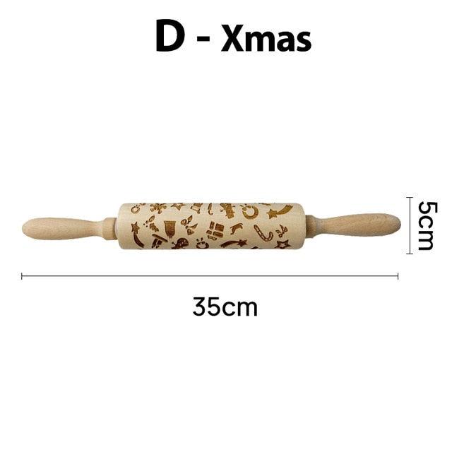 Christmas Deer Cartoon Baking Rolling pin Cake Biscuit Fondant Dough Engraved Roller - Fortune Cookies - Cookie Day(D61)(AK4)(AK2)