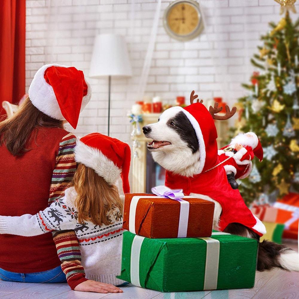 Christmas Pet Dog Dressing Up Clothes - Funny Santa Claus Costume For Dogs - Winter Warm Dog Coat (D69)(W7)(W1)(W4)
