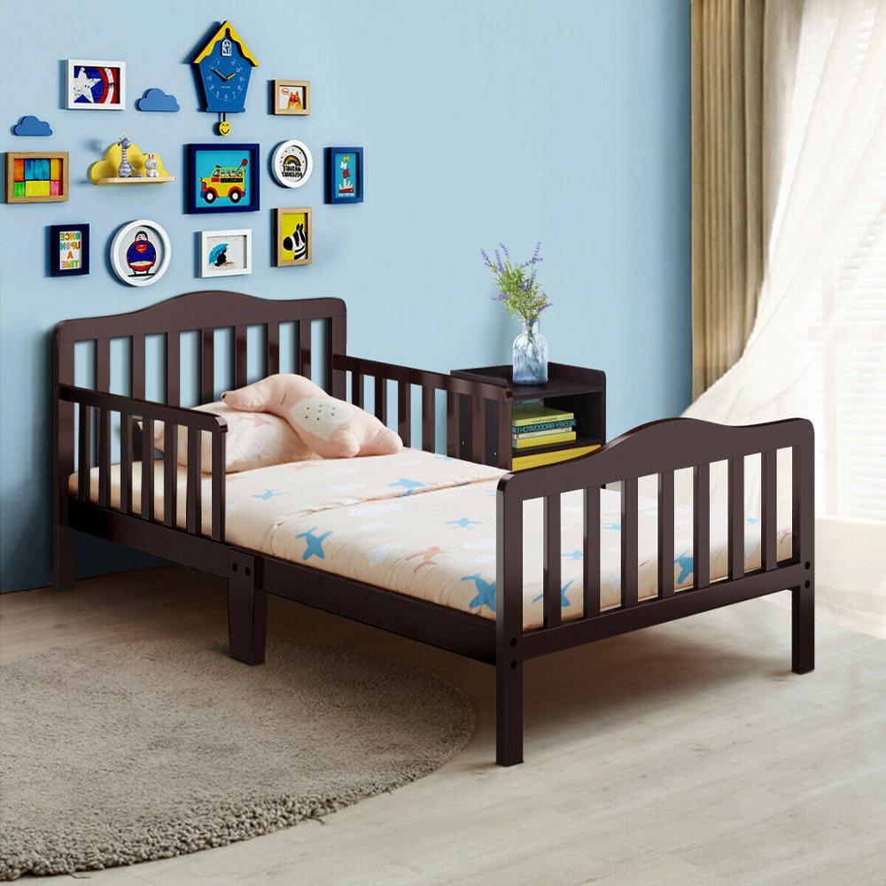 Classic Kids Children Toddler Wood Bed Bedroom Furniture w/ Guardrails (1FW1)(X5)(1U67)(F67)