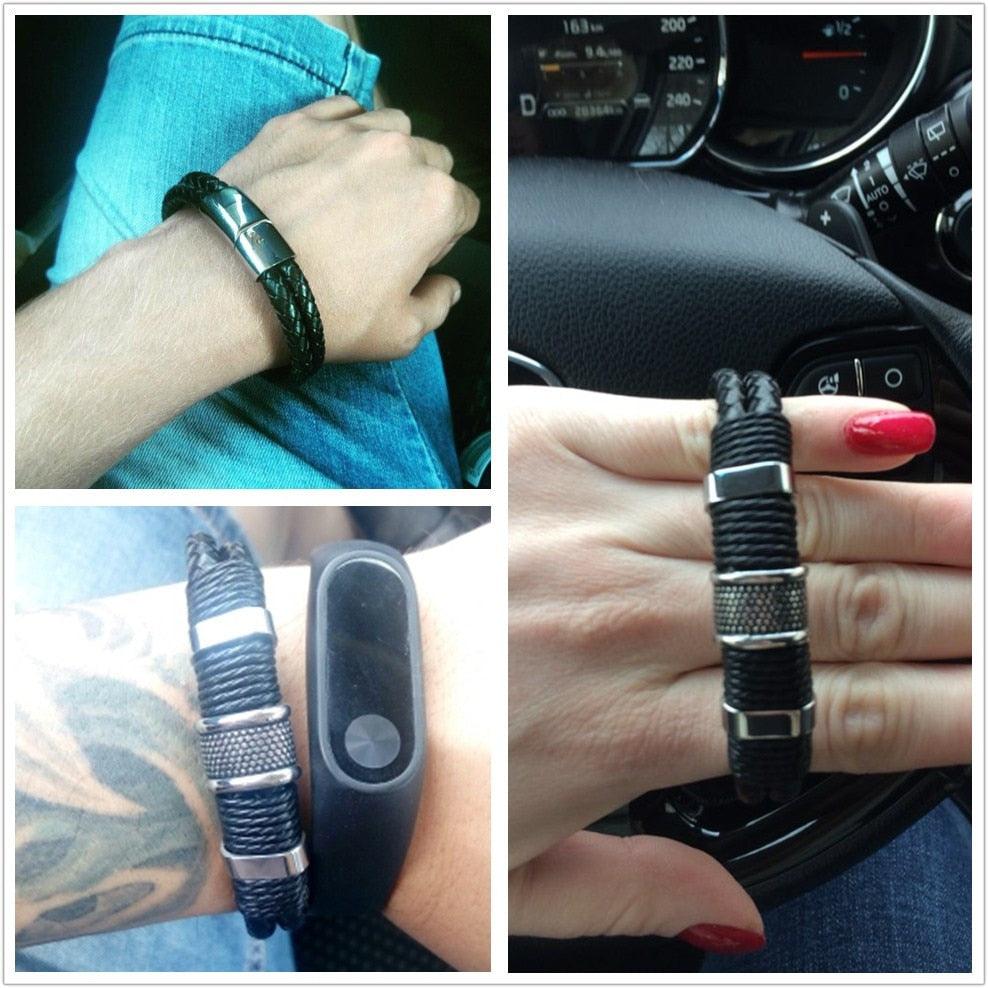 Classic Wide Weave Wristband Leather Bracelets - Charm Vintage Men's Bracelet (2U83)