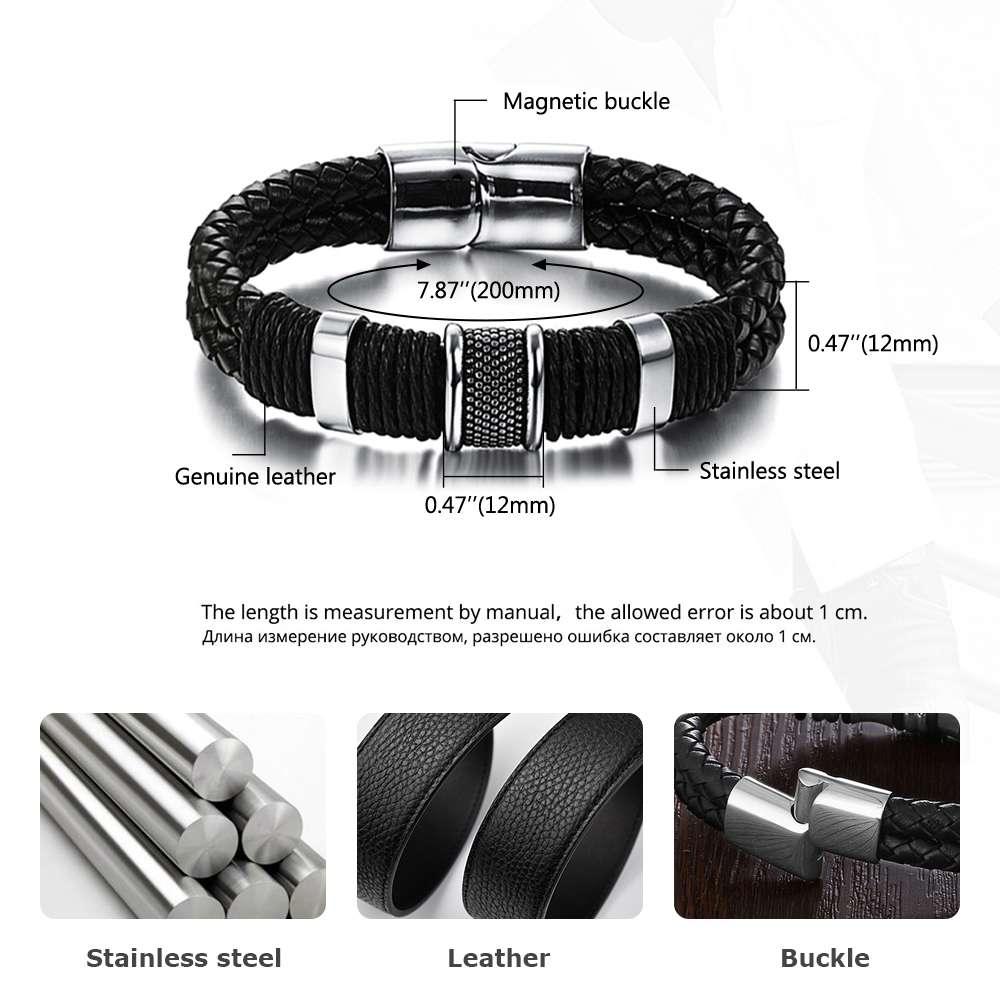 Classic Wide Weave Wristband Leather Bracelets - Charm Vintage Men's Bracelet (2U83)