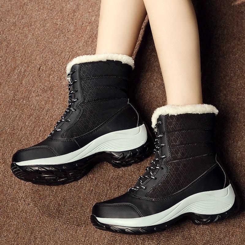 Classic Winter Women's Snow Boots - Waterproof Fur Women Boots - Slip on Warm Plush Boots (BB1)(BB5)