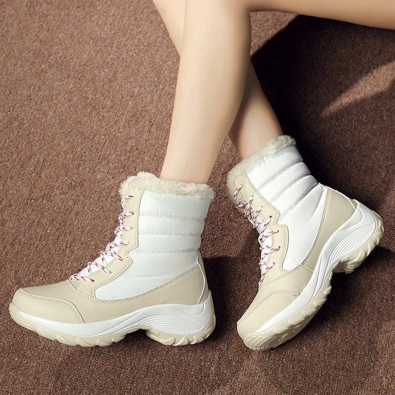 Classic Winter Women's Snow Boots - Waterproof Fur Women Boots - Slip on Warm Plush Boots (BB1)(BB5)