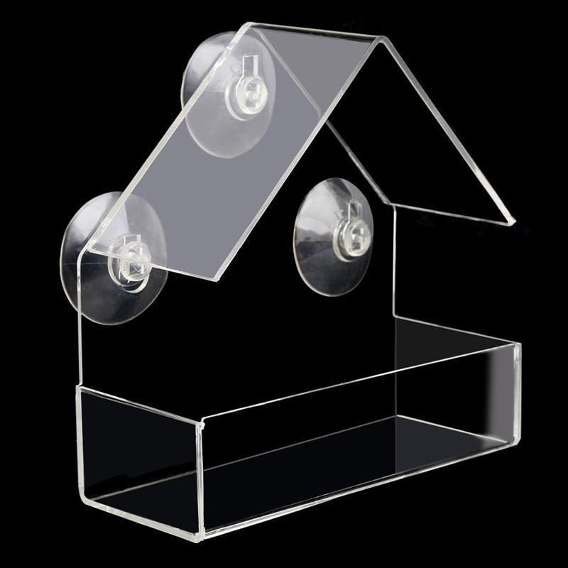 Clear House Window Bird Feeder Birdhouse With Suction Outdoor Garden Feeding (9W4)1
