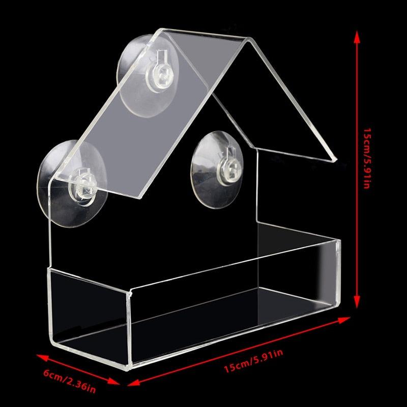 Clear House Window Bird Feeder Birdhouse With Suction Outdoor Garden Feeding (9W4)1