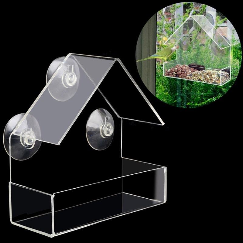 Clear House Window Bird Feeder Birdhouse With Suction Outdoor Garden Feeding (9W4)1