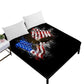 Colorful American Flag Bed Sheet Bald Eagle Print Fitted Sheet Deep Pocket Mattress Cover Elastic Band (D63)(5BM)