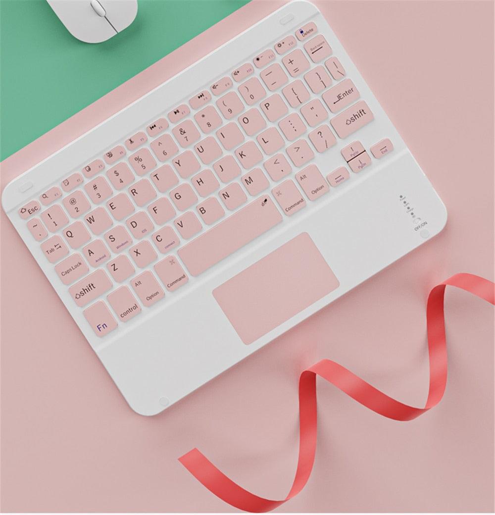 Colorful Arabic Spanish Touchpad Keyboard - For Samsung Android, Tablet, iPad 11 10.2 10.5 Tablet - Bluetooth Keyboard (TLC4)