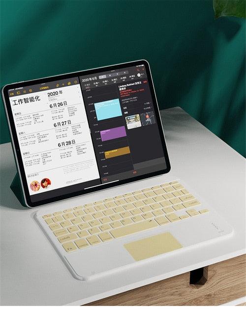 Colorful Arabic Spanish Touchpad Keyboard - For Samsung Android, Tablet, iPad 11 10.2 10.5 Tablet - Bluetooth Keyboard (TLC4)