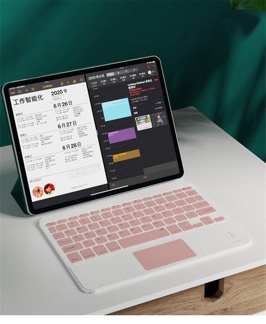 Colorful Arabic Spanish Touchpad Keyboard - For Samsung Android, Tablet, iPad 11 10.2 10.5 Tablet - Bluetooth Keyboard (TLC4)