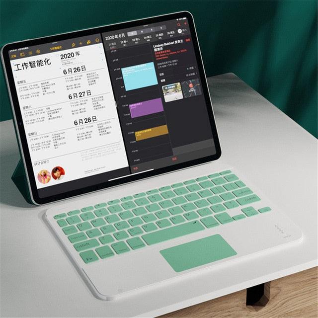 Colorful Arabic Spanish Touchpad Keyboard - For Samsung Android, Tablet, iPad 11 10.2 10.5 Tablet - Bluetooth Keyboard (TLC4)