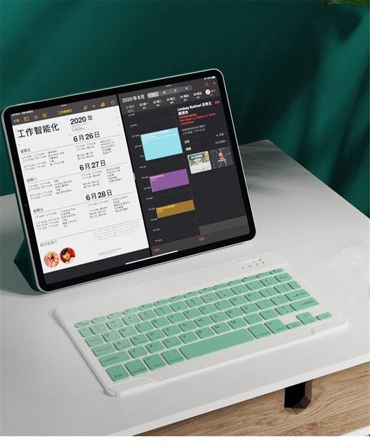 Colorful Arabic Spanish Touchpad Keyboard - For Samsung Android, Tablet, iPad 11 10.2 10.5 Tablet - Bluetooth Keyboard (TLC4)