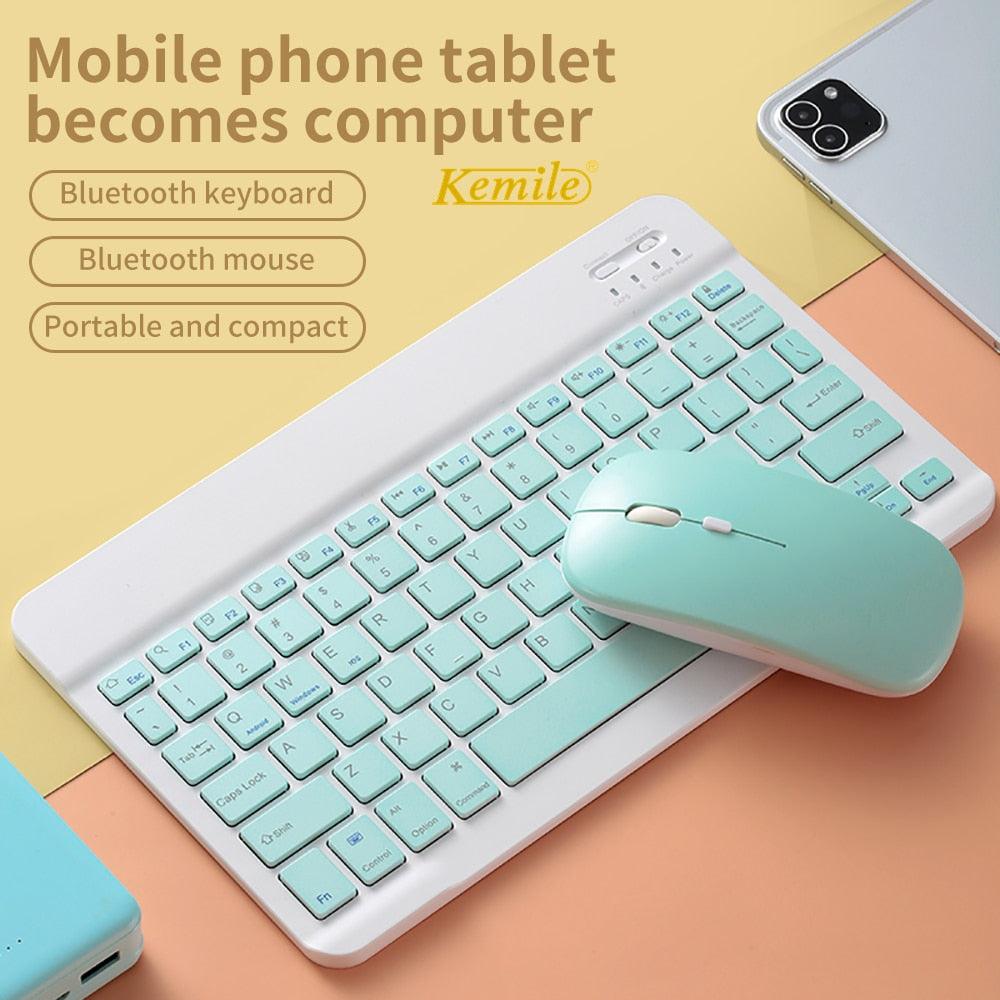 Colorful Russian Spanish English Keyboard Mouse For Samsung Android Tablet For iPad 9.7 10.5 - Tablet Bluetooth Mouse Keyboard (TLC4)