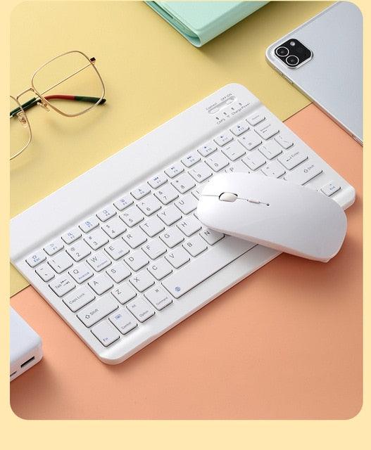 Colorful Russian Spanish English Keyboard Mouse For Samsung Android Tablet For iPad 9.7 10.5 - Tablet Bluetooth Mouse Keyboard (TLC4)