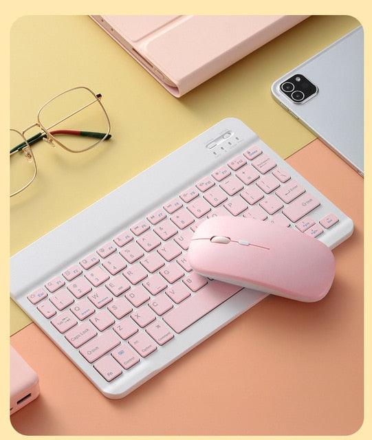Colorful Russian Spanish English Keyboard Mouse For Samsung Android Tablet For iPad 9.7 10.5 - Tablet Bluetooth Mouse Keyboard (TLC4)