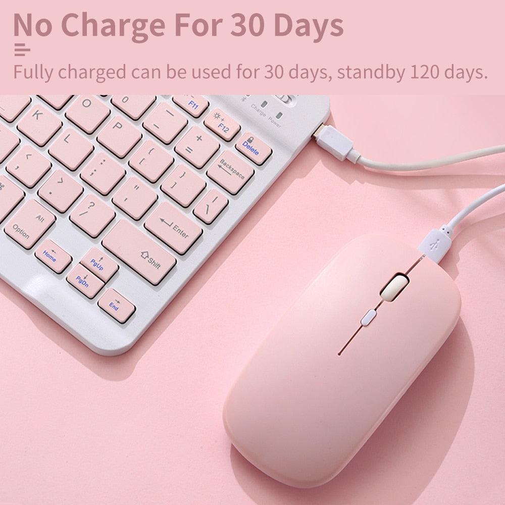 Colorful Russian Spanish English Keyboard Mouse For Samsung Android Tablet For iPad 9.7 10.5 - Tablet Bluetooth Mouse Keyboard (TLC4)