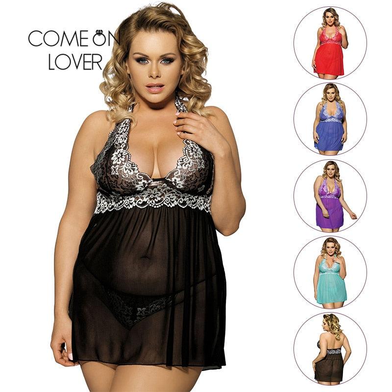 Sexy Women's Night Babydoll - Lace See Through - Big Size Lingerie - Women Underwear (TSL1)