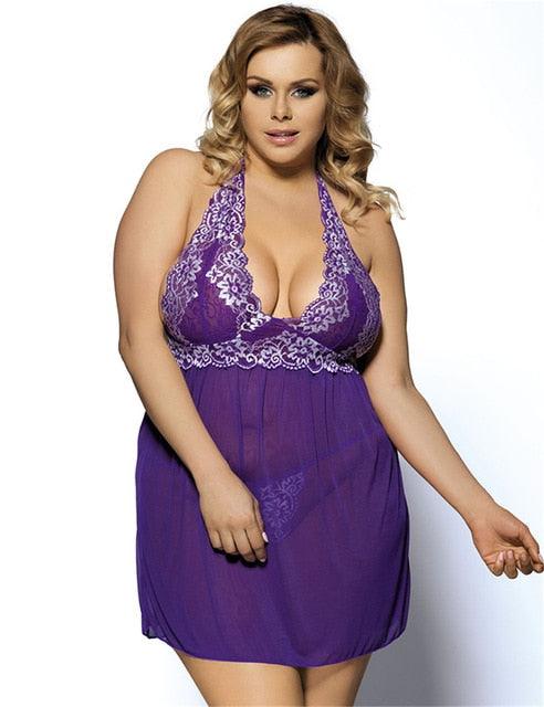 Sexy Women's Night Babydoll - Lace See Through - Big Size Lingerie - Women Underwear (TSL1)