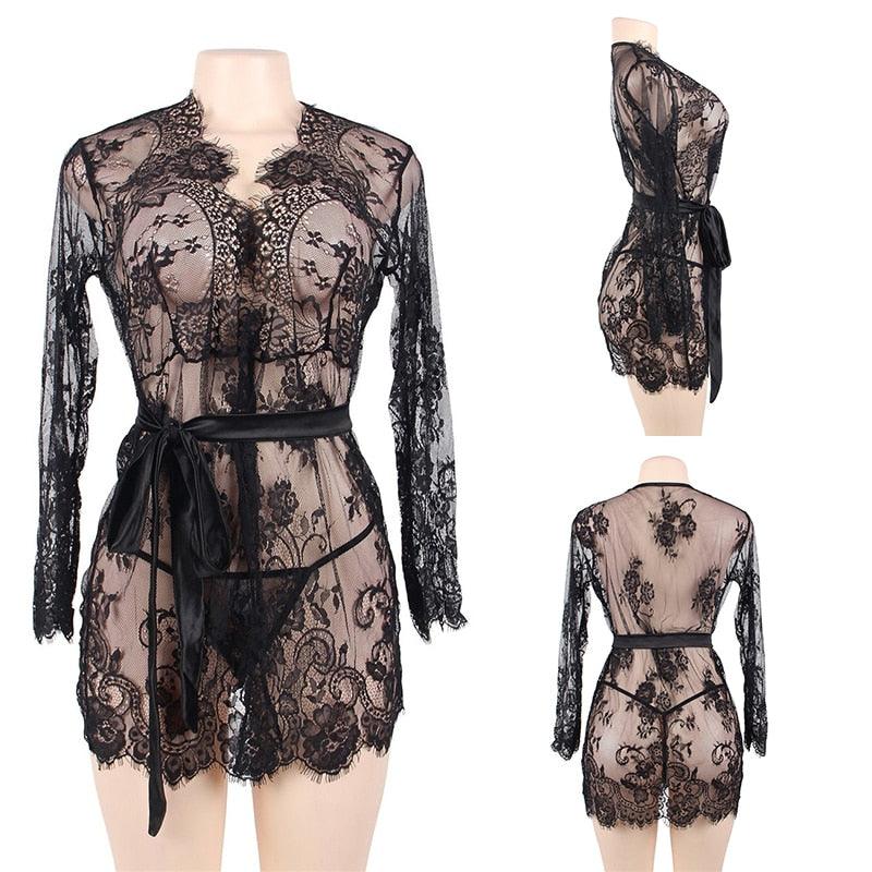 Sexy Women's Lingerie - Women Plus Size Nightwear - Black Lace Sexy Costume Erotic (D29)(TSL1)(TSL2)