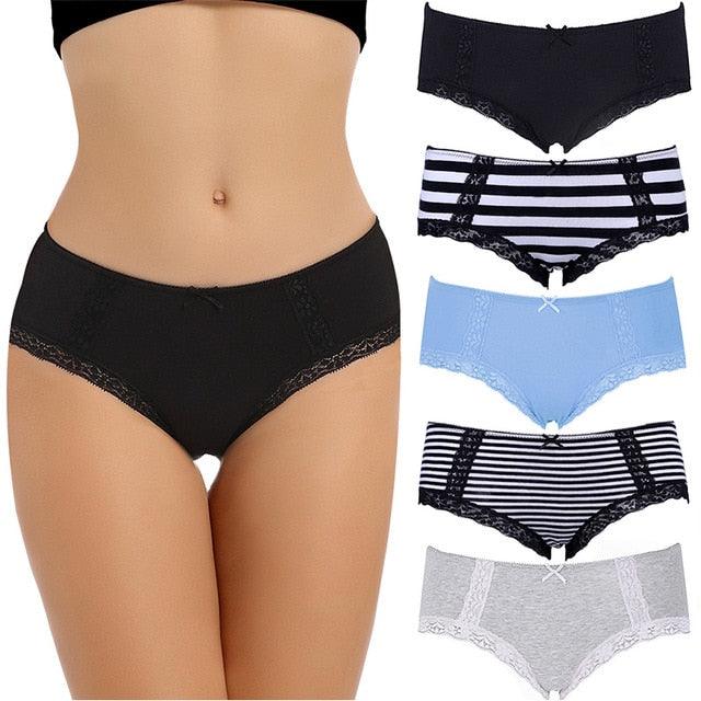 Cute 5pcs/lot Women's Panties - High Quality Cotton Briefs - Solid Color Underwear Panties (D28)(TSP3)