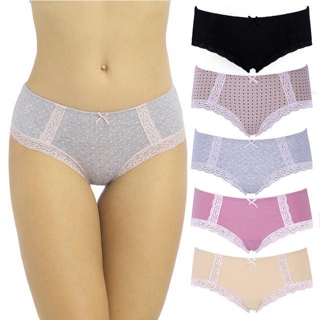 Cute 5pcs/lot Women's Panties - High Quality Cotton Briefs - Solid Color Underwear Panties (D28)(TSP3)