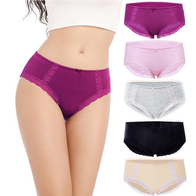 Cute 5pcs/lot Women's Panties - High Quality Cotton Briefs - Solid Color Underwear Panties (D28)(TSP3)