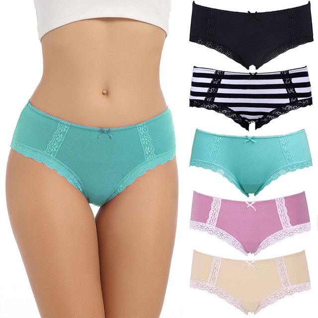 Cute 5pcs/lot Women's Panties - High Quality Cotton Briefs - Solid Color Underwear Panties (D28)(TSP3)