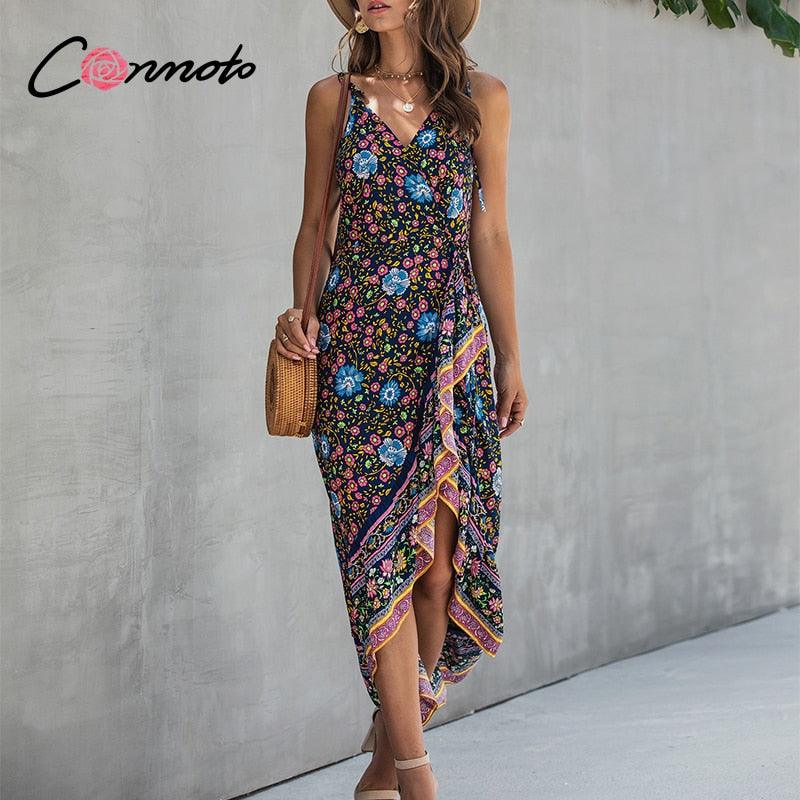 Maxi Beach Summer Plus Size Dress - Women Ruffles Wrap Ladies Dress (D18)(WS06)