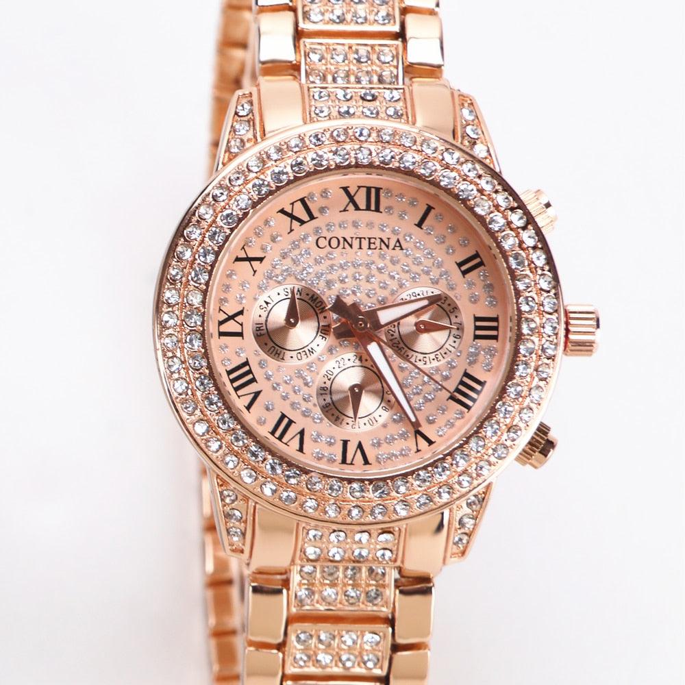 Classic Luxury Brand Rhinestone Women Watches - Fashion Ladies Clock (9WH3)(F82)