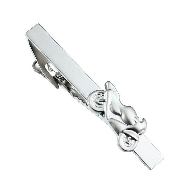 Cool Brushed Motor Tie Clips - Trendy Necktie Pin Ceremony Gift Silver Color Tie Pin With Box (1U17)