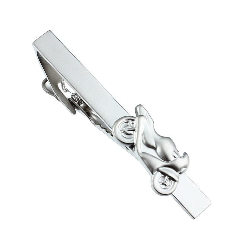 Cool Brushed Motor Tie Clips - Trendy Necktie Pin Ceremony Gift Silver Color Tie Pin With Box (1U17)