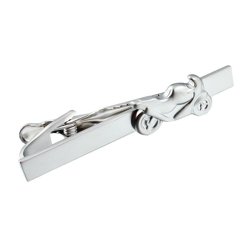 Cool Brushed Motor Tie Clips - Trendy Necktie Pin Ceremony Gift Silver Color Tie Pin With Box (1U17)