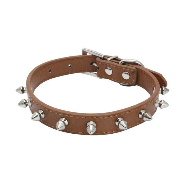 Cool Spiked Dog Collars - Studded Padded Leather Small Dogs Pitbull Terrier Adjustable Pet Necklace (2U70)