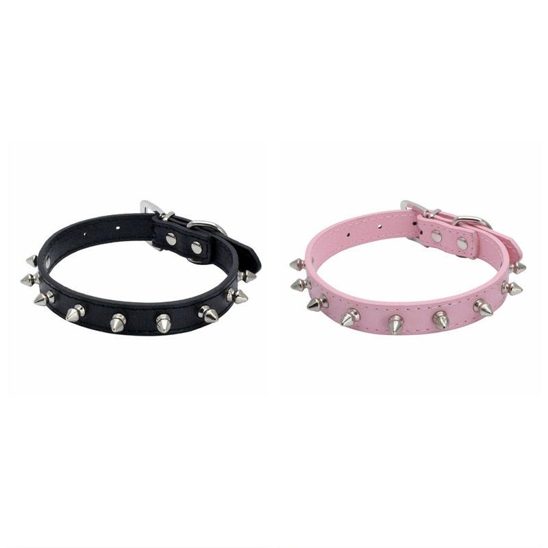 Cool Spiked Dog Collars - Studded Padded Leather Small Dogs Pitbull Terrier Adjustable Pet Necklace (2U70)