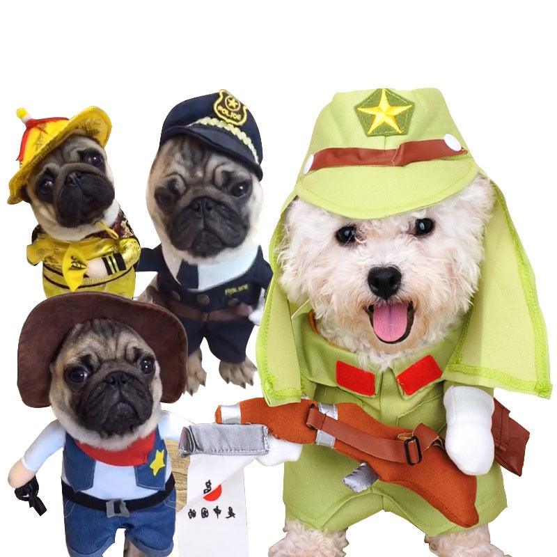 Cosplay Dog Clothes For Small Dogs - Winter French Bulldog Jacket Standing Cartoon Dog Halloween Costume (W7)