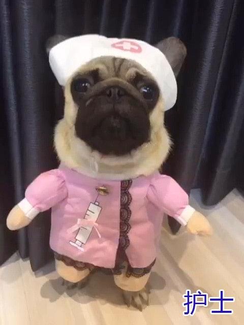 Cosplay Dog Clothes For Small Dogs - Winter French Bulldog Jacket Standing Cartoon Dog Halloween Costume (W7)