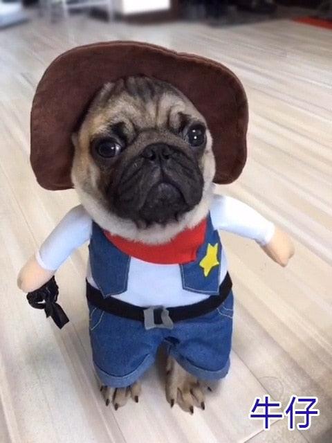 Cosplay Dog Clothes For Small Dogs - Winter French Bulldog Jacket Standing Cartoon Dog Halloween Costume (W7)