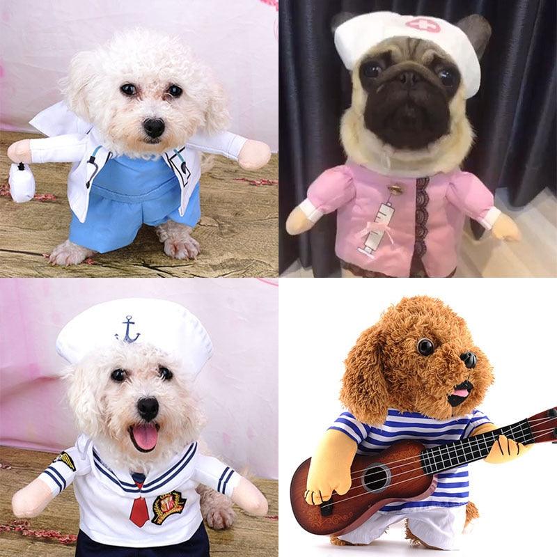 Cosplay Dog Clothes For Small Dogs - Winter French Bulldog Jacket Standing Cartoon Dog Halloween Costume (W7)