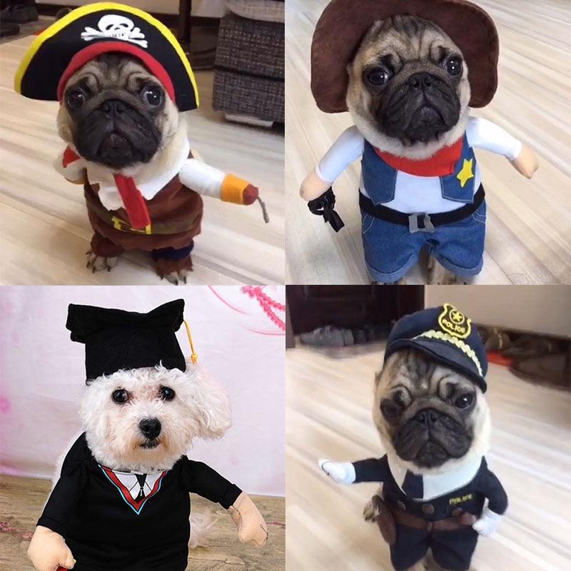 Cosplay Dog Clothes For Small Dogs - Winter French Bulldog Jacket Standing Cartoon Dog Halloween Costume (W7)