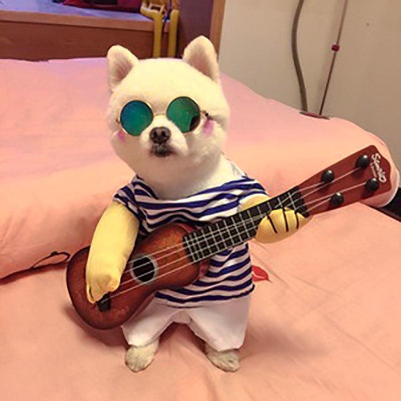 Great Cosplay Guitarist Dog Clothes -Small Dogs Winter French Bulldog Jacket Standing Dog Halloween Costume (W7)(F69)