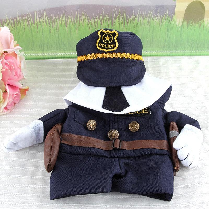Cosplay Policeman Dog Clothes -Small Dogs Winter French Bulldog Jacket Standing Dog Halloween Costume (W7)(W5)(F69)