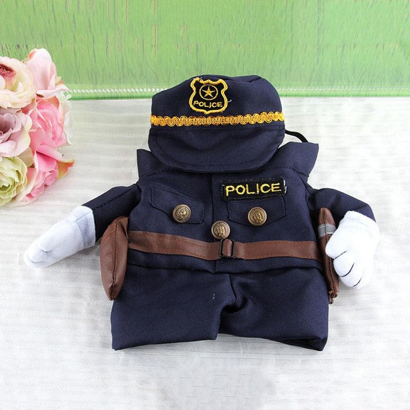 Cosplay Policeman Dog Clothes -Small Dogs Winter French Bulldog Jacket Standing Dog Halloween Costume (W7)(W5)(F69)