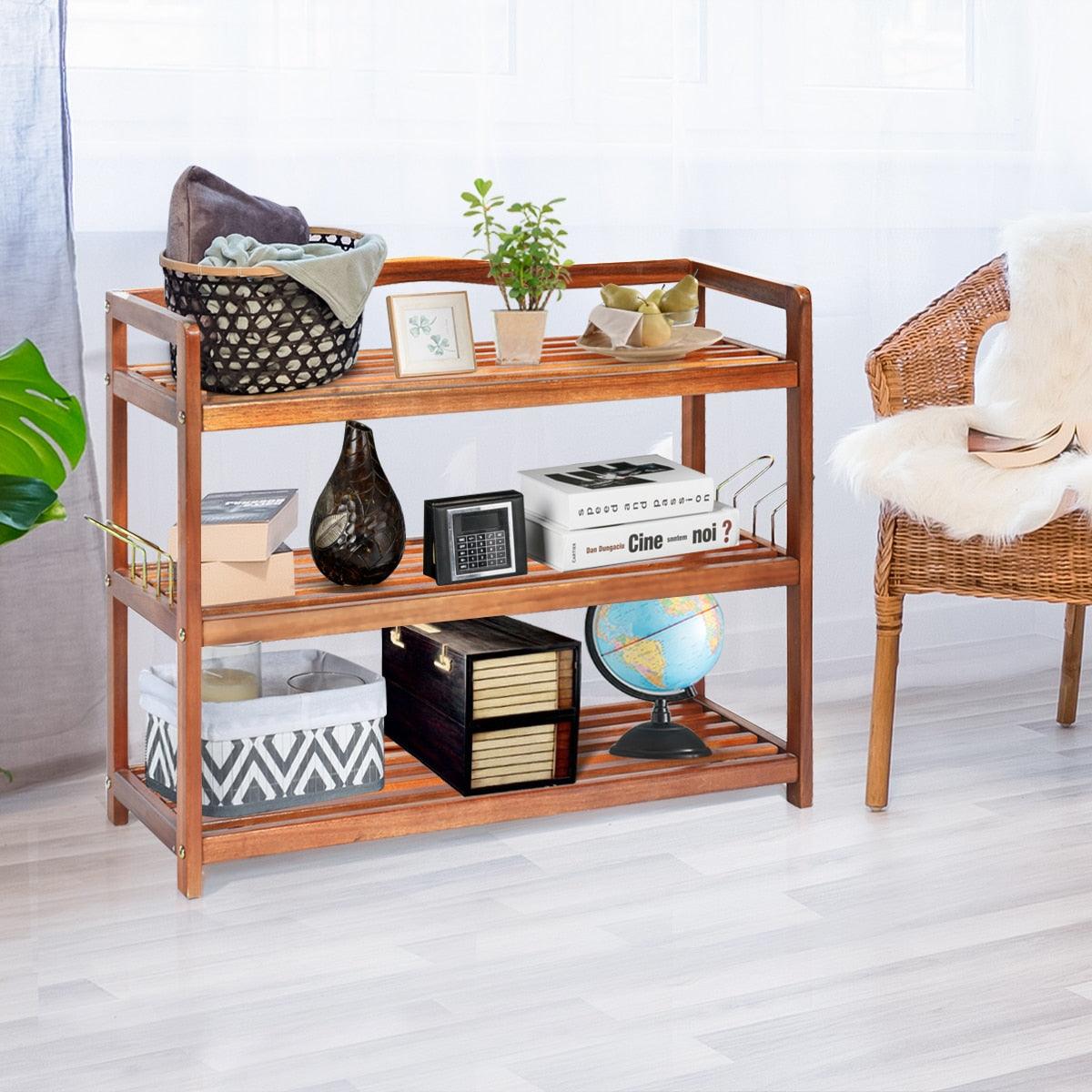 3-Tier Wood Shoe Rack Freestanding Shoe Storage Organizer Heavy-duty (FW5)(1U67)