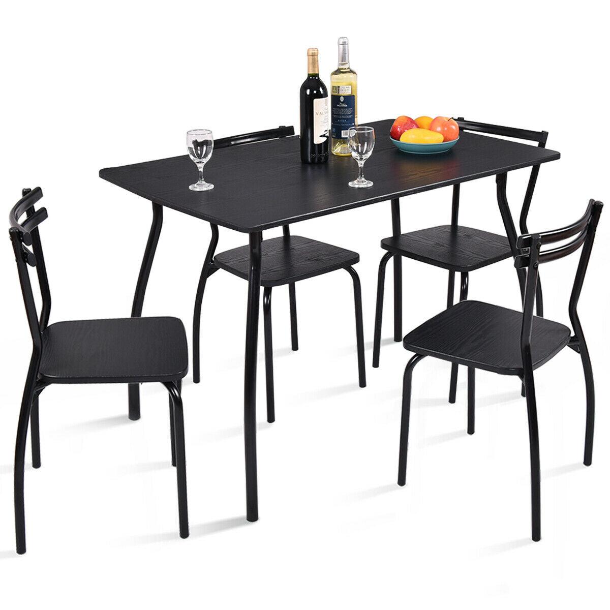 5 Piece Dining Set Table And 4 Chairs Home Kitchen Room Breakfast Furniture (FW1)(1U67)