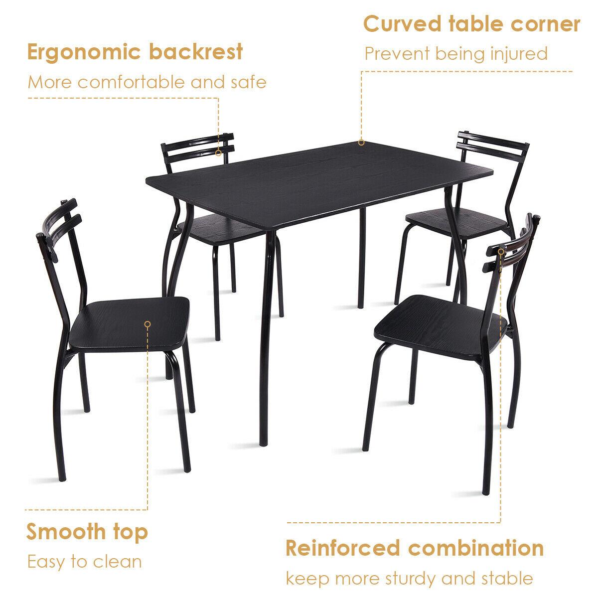 5 Piece Dining Set Table And 4 Chairs Home Kitchen Room Breakfast Furniture (FW1)(1U67)