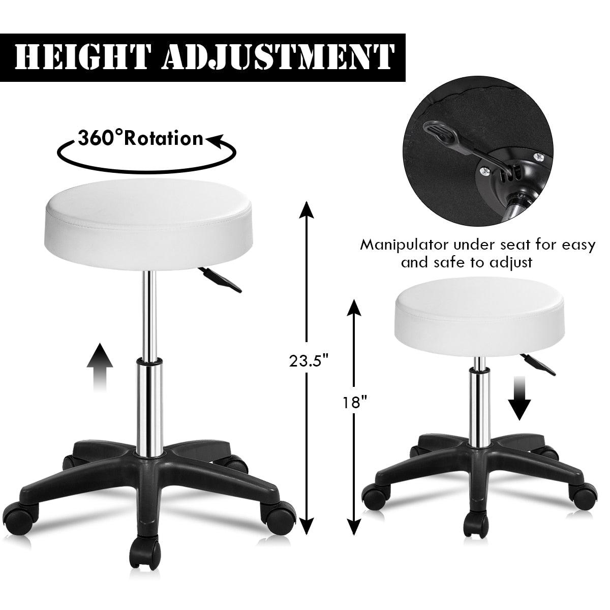 Adjustable Massage Spa Beauty Seat Rolling Swivel Bar Stool white (D67)(FW2)(FW3)(1U67)